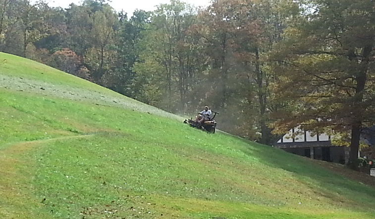 mow steep lawn